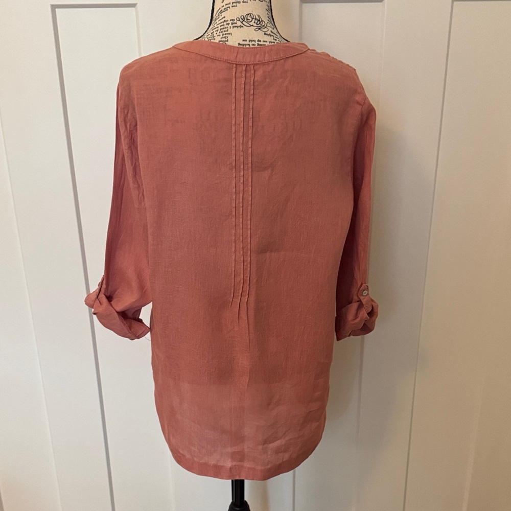 Cynthia Rowley Pintuck V-Neck Tunic in Rosewood - Picture 4 of 4